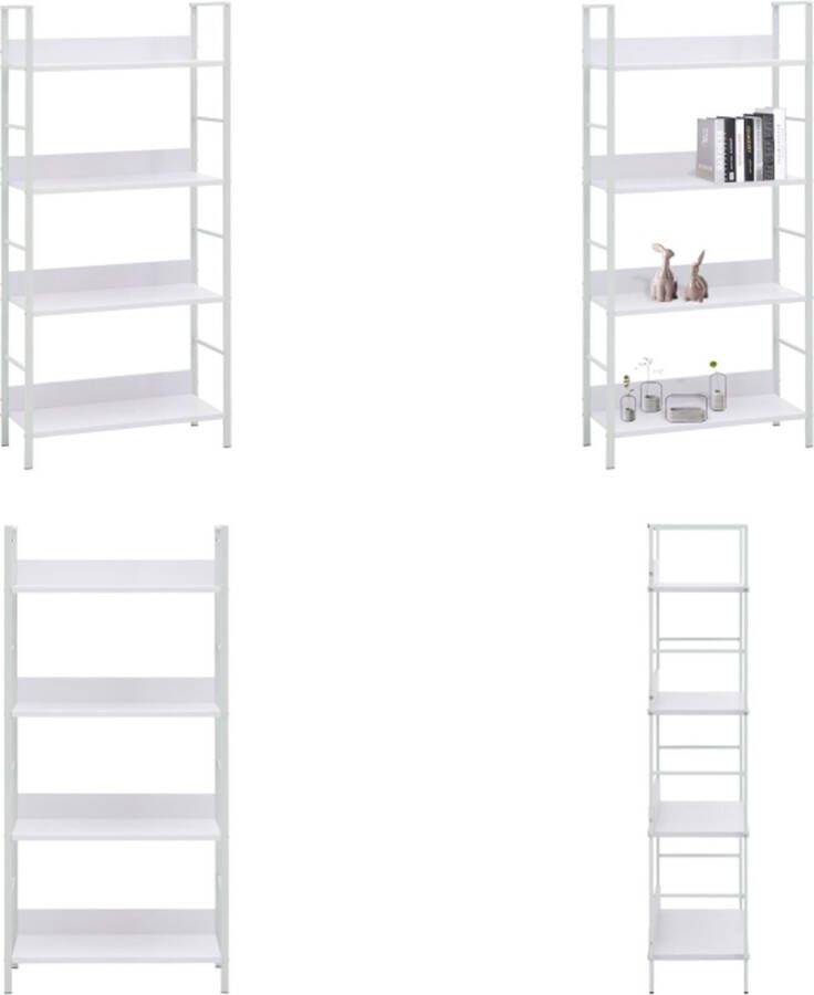 VidaXL Boekenkast met 4 schappen 60x27 6x124 5 cm bewerkt hout wit Schappenkast Schappenkasten Opbergkast Opbergkasten
