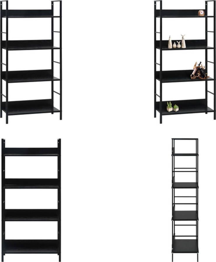 VidaXL Boekenkast met 4 schappen 60x27-6x124-5 cm spaanplaat zwart Schappenkast Schappenkasten Opbergkast Opbergkasten