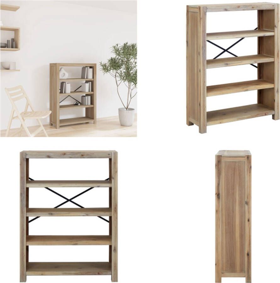VidaXL Boekenkast met 4 schappen 80x30x110 cm massief acaciahout Boekenkast Boekenkasten Boekenschap Kast