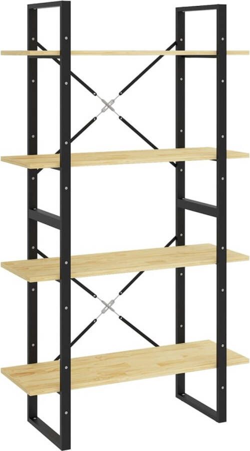 VidaXL Boekenkast 4 schappen Grenenhout 80x30x140 cm Boekenkast Houten Boekenkast Industrieel Design Bibliotheek Opslagruimte Woonkamerdecoratie Livingroom Furniture Massief Hout Grenenhout Bruine Boekenkast