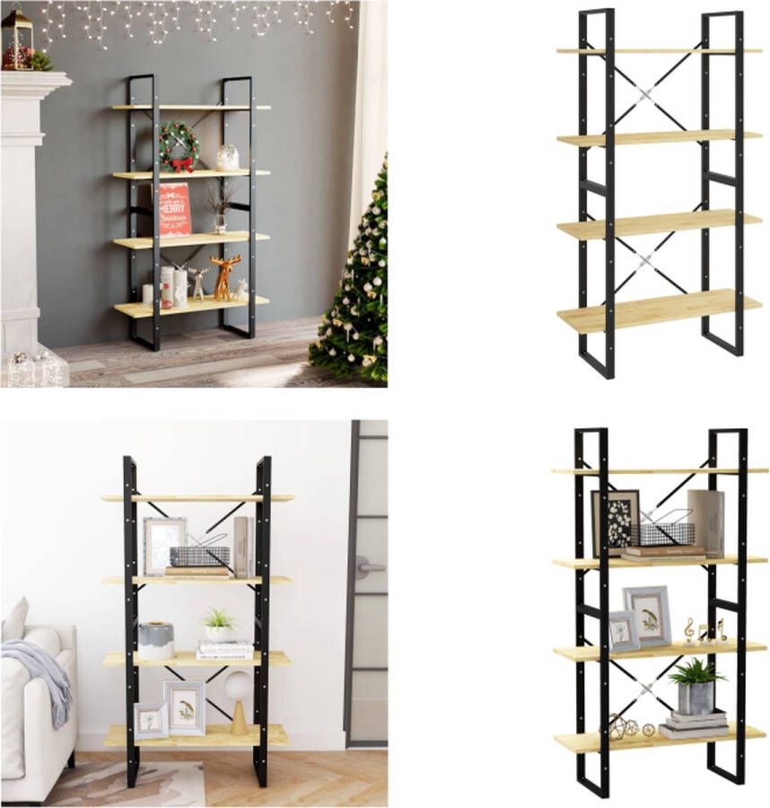 VidaXL Boekenkast met 4 schappen 80x30x140 cm massief grenenhout bruin Boekenkast Boekenkasten Houten Boekenkast Houten Boekenkasten