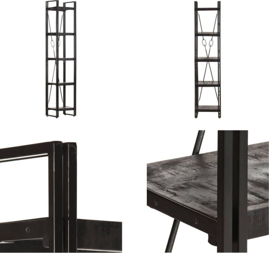 VidaXL Boekenkast met 5 schappen 40x30x180 cm massief mangohout zwart Boekenkast Boekenkasten Boekenplank Boekenplanken