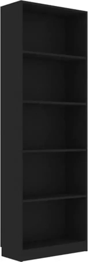 VidaXL -Boekenkast-met-5-schappen-60x24x175-cm-bewerkt-hout-zwart - Foto 2