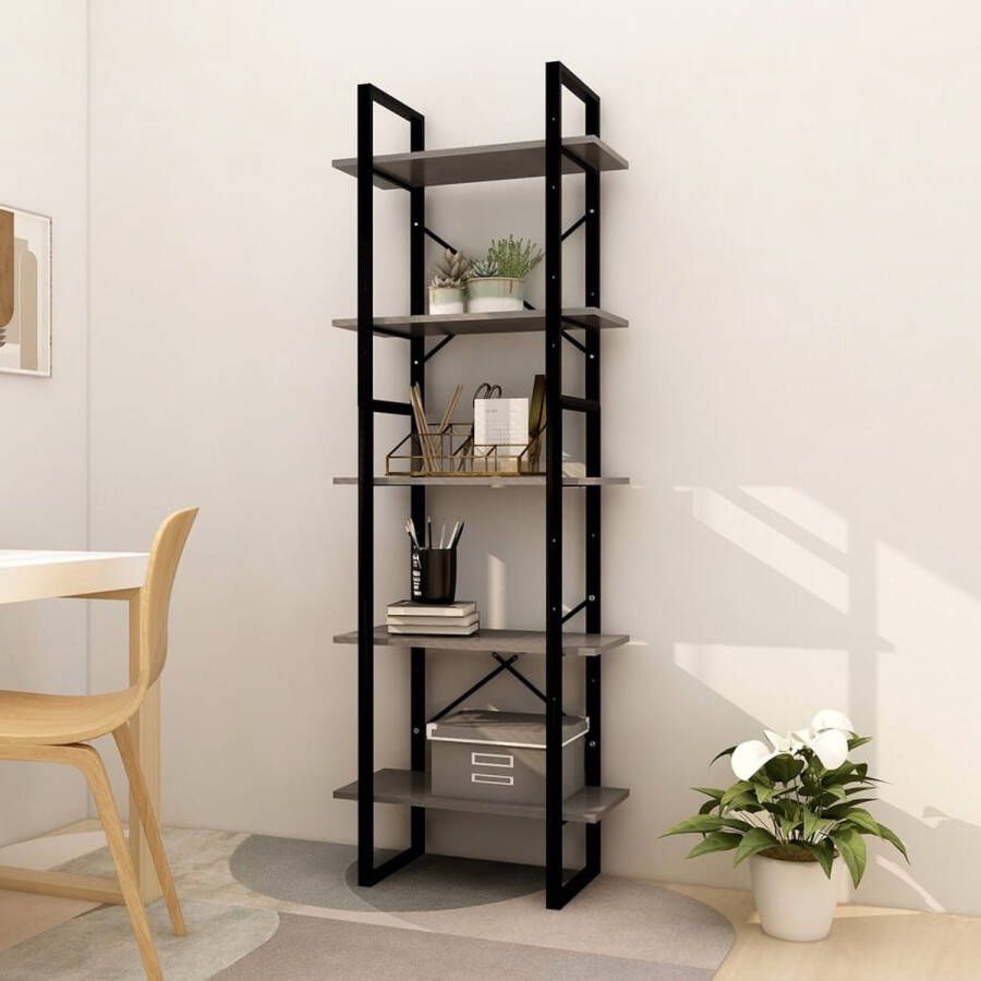 VIDAXL Boekenkast met 5 schappen 60x30x175 cm massief grenenhout grijs - Foto 1