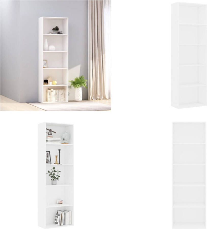 VidaXL Boekenkast met 5 schappen 60x30x189 cm bewerkt hout wit Boekenkast Boekenkasten Kast Kasten