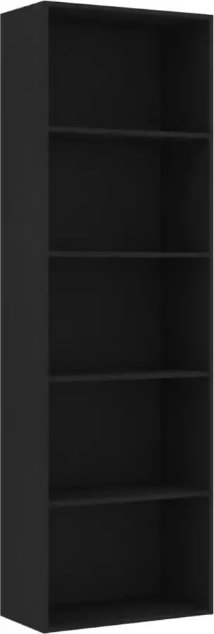 VidaXL -Boekenkast-met-5-schappen-60x30x189-cm-spaanplaat-zwart - Foto 3