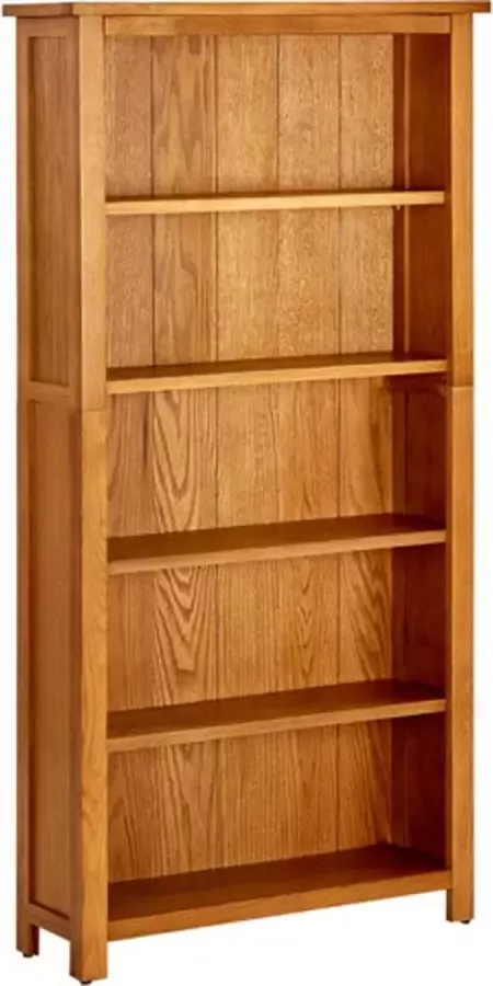 VidaXL -Boekenkast-met-5-schappen-70x22x140-cm-massief-eikenhout - Foto 3