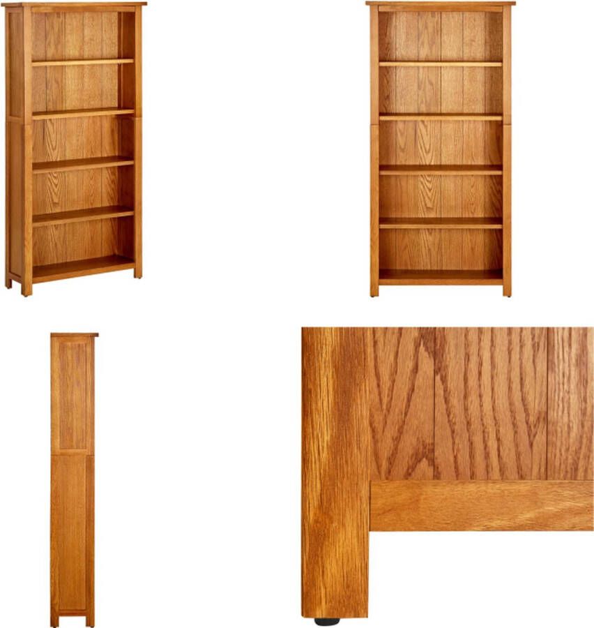 VidaXL Boekenkast met 5 schappen 70x22x140 cm massief eikenhout Boekenkast Boekenkasten Boekenplank Boekenplanken