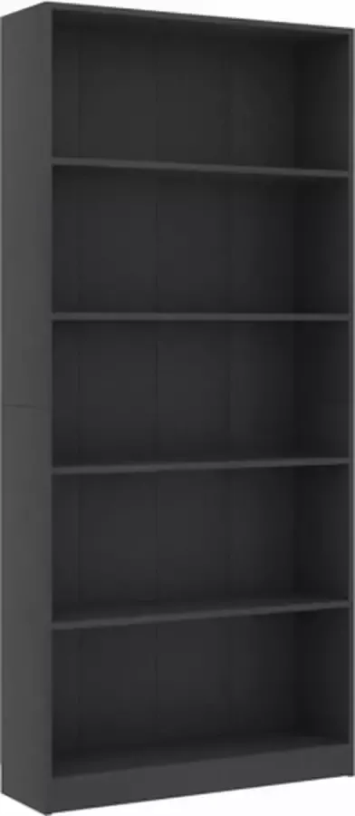 VIDAXL Boekenkast met 5 schappen 80x24x175 cm bewerkt hout grijs - Foto 2