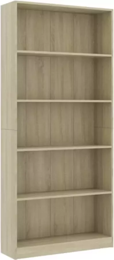 VidaXL -Boekenkast-met-5-schappen-80x24x175-cm-bewerkt-hout-sonoma-eik - Foto 2