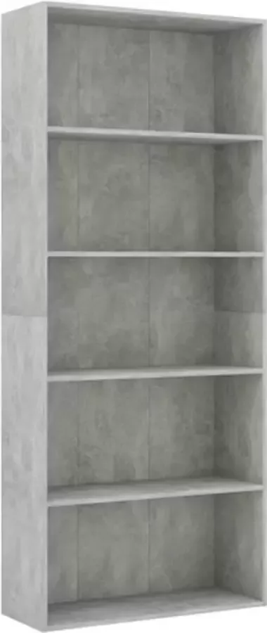 VidaXL -Boekenkast-met-5-schappen-80x30x189-cm-bewerkt-hout-betongrijs - Foto 3