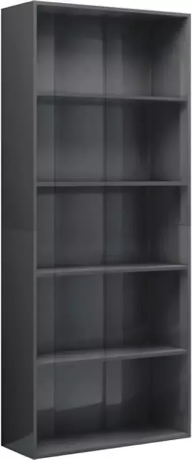 VIDAXL Boekenkast met 5 schappen 80x30x189 cm spaanplaat grijs - Foto 2