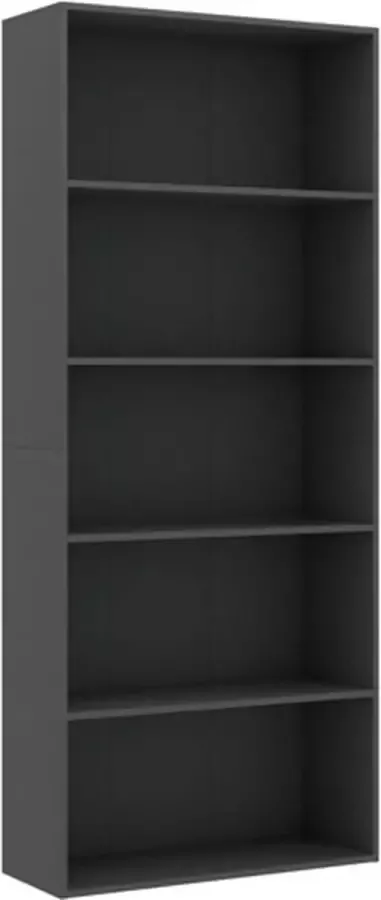 VidaXL Boekenkast Met 5 Schappen 80x30x189 Cm Spaanplaat Grijs - Foto 1