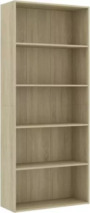 VidaXL -Boekenkast-met-5-schappen-80x30x189-cm-spaanplaat-sonoma-eiken - Foto 2