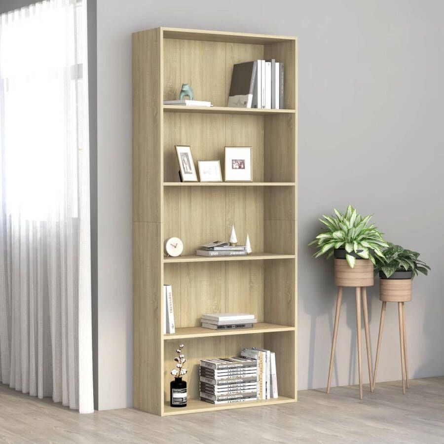 VidaXL -Boekenkast-met-5-schappen-80x30x189-cm-spaanplaat-sonoma-eiken - Foto 1