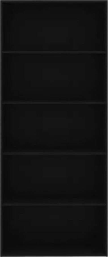 VidaXL -Boekenkast-met-5-schappen-80x30x189-cm-bewerkt-hout-zwart - Foto 2