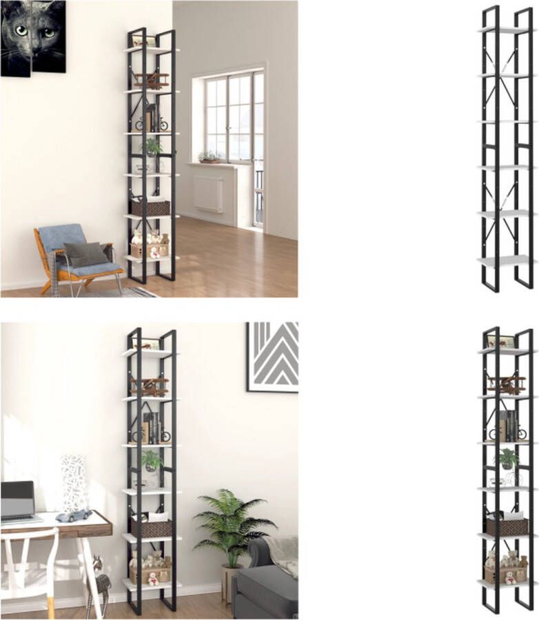 VidaXL Boekenkast met 6 schappen 40x30x210 cm bewerkt hout wit Boekenkast Boekenkasten Kast Kasten