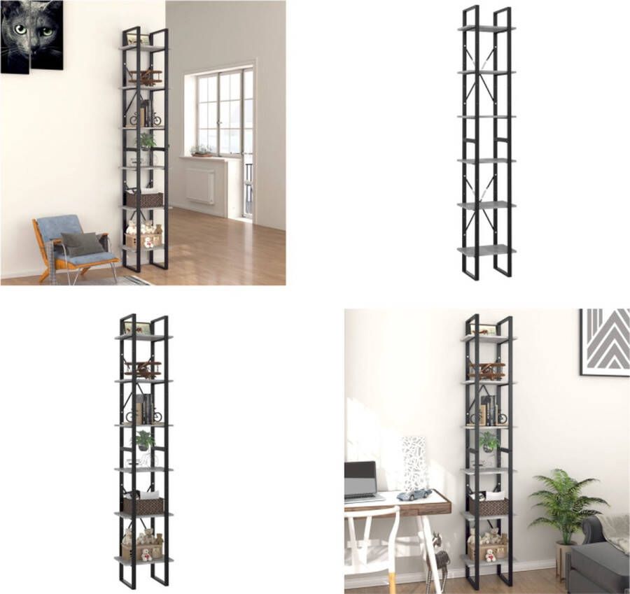 VidaXL Boekenkast met 6 schappen 40x30x210 cm spaanplaat betongrijs Boekenkast Boekenkasten Kast Kasten