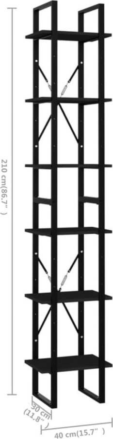 VidaXL -Boekenkast-met-6-schappen-40x30x210-cm-bewerkt-hout-grijs - Foto 3