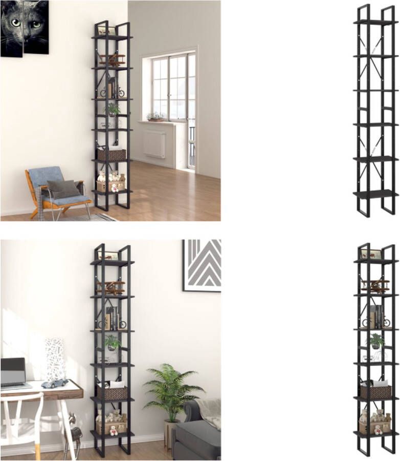VidaXL Boekenkast met 6 schappen 40x30x210 cm spaanplaat grijs Boekenkast Boekenkasten Kast Kasten