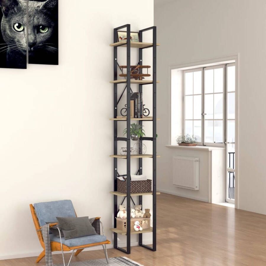 VidaXL -Boekenkast-met-6-schappen-40x30x210-cm-spaanplaat-sonoma-eiken - Foto 1