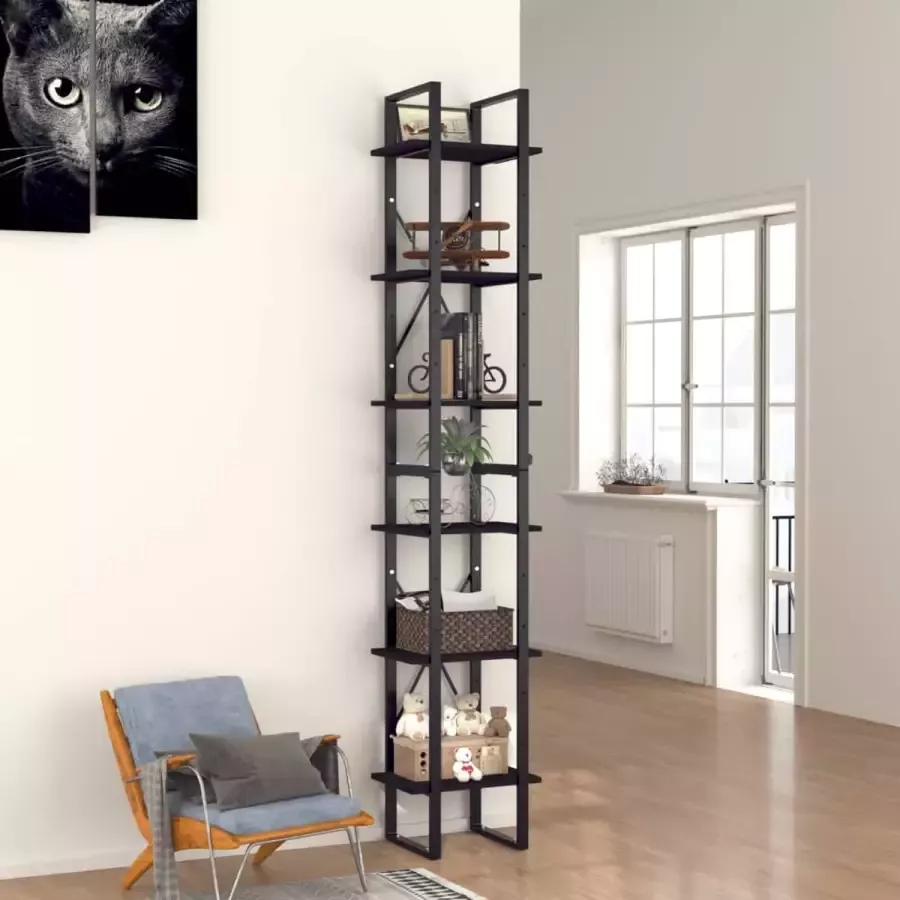 VIDAXL Boekenkast met 6 schappen 40x30x210 cm spaanplaat zwart