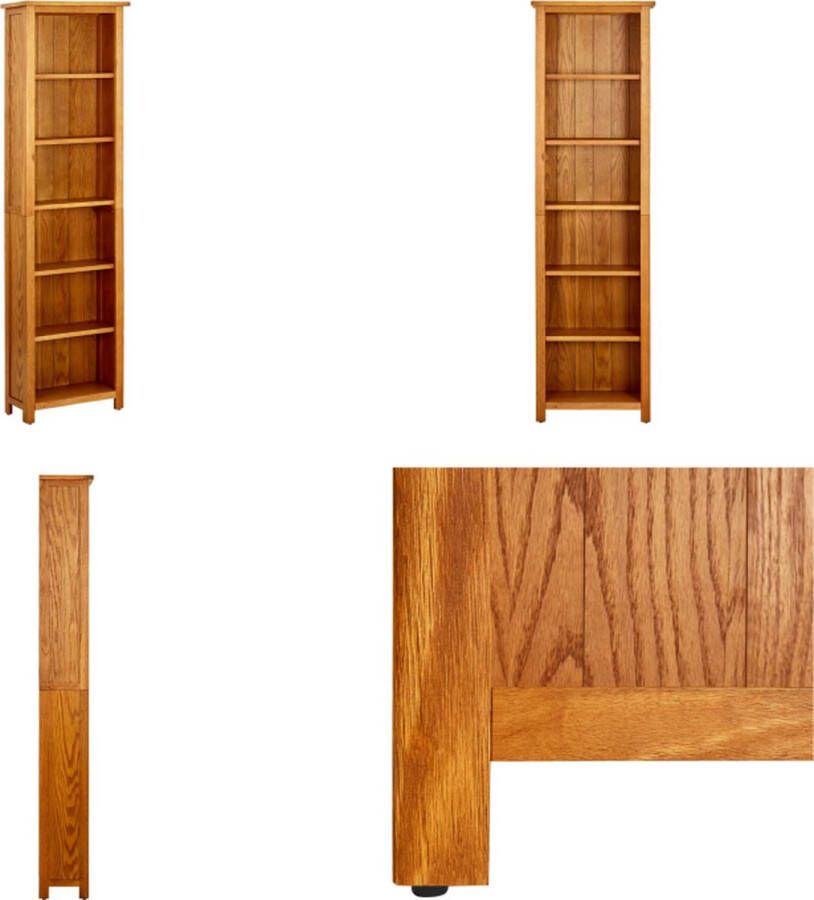 VidaXL Boekenkast met 6 schappen 52x22x180 cm massief eikenhout Boekenkast Boekenkasten Boekenplank Boekenplanken