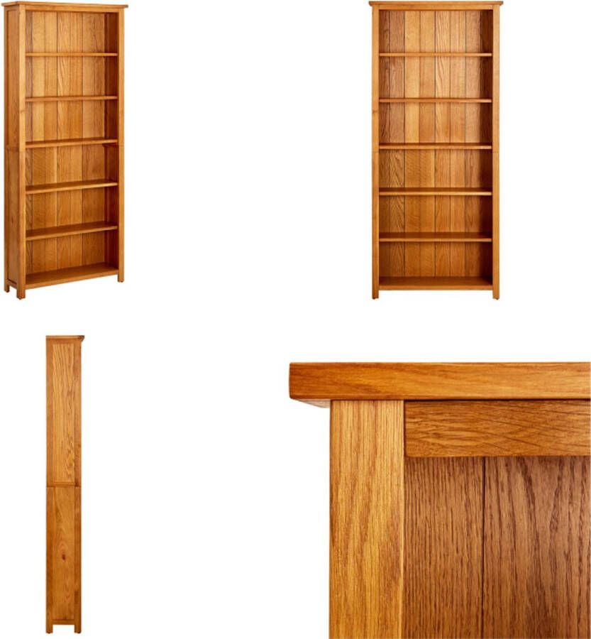 VidaXL Boekenkast met 6 schappen 80x22 5x180 cm massief eikenhout Boekenkast Boekenkasten Boekenplank Boekenplanken