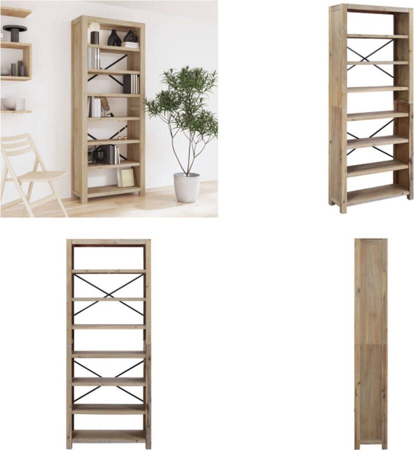 VidaXL Boekenkast met 7 schappen 80x30x200 cm massief acaciahout Boekenkast Boekenkasten Boekenschap Kast