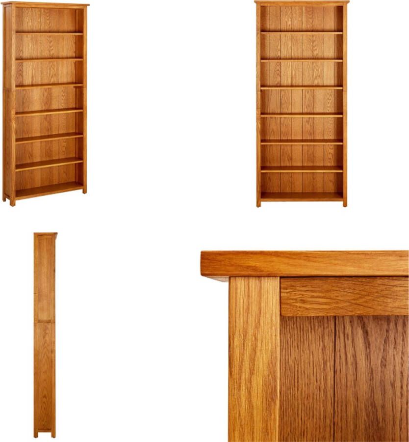 VidaXL Boekenkast met 7 schappen 90x22-5x200 cm massief eikenhout Boekenkast Boekenkasten Boekenplank Boekenplanken