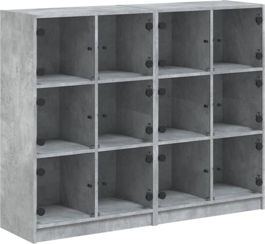 VidaXL -Boekenkast-met-deuren-136x37x109-cm-bewerkt-hout-betongrijs - Foto 3
