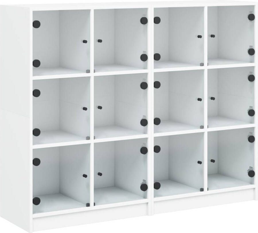 VidaXL Boekenkast 12 vakken Bewerkt hout Wit Boekenkast Houten Boekenkast Witte Boekenkast Opbergkast Vitrinekast