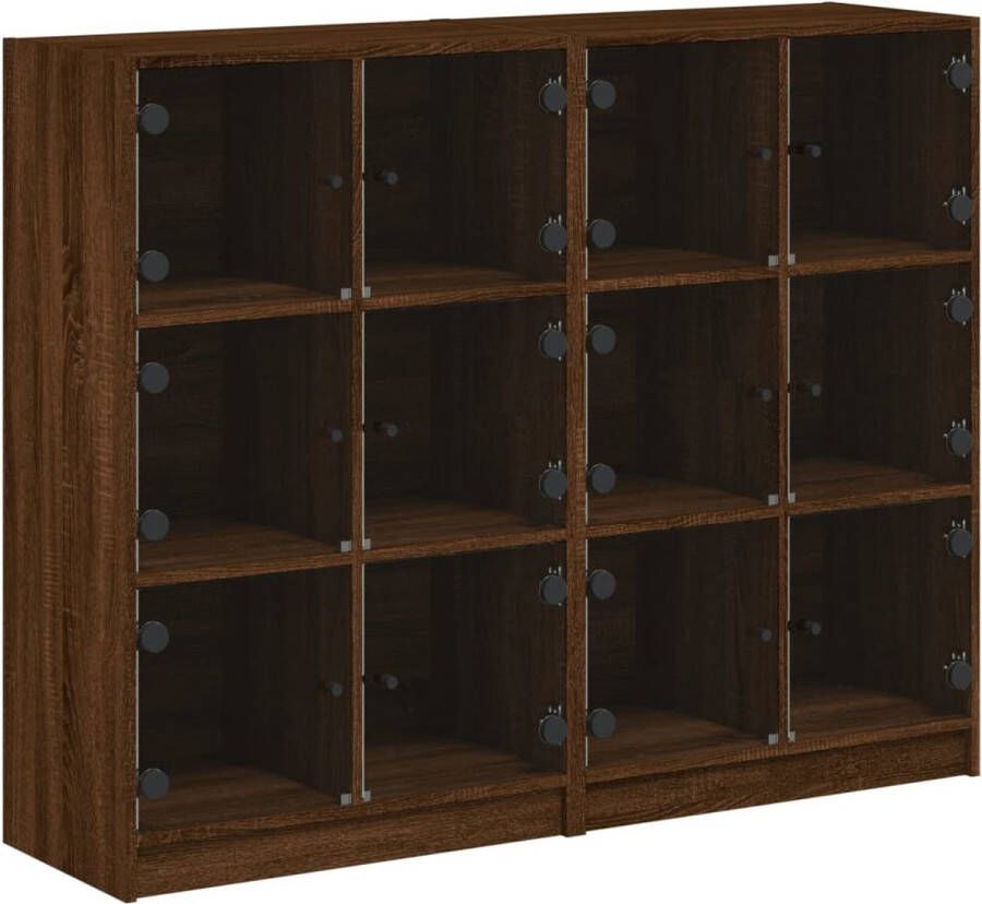 VidaXL -Boekenkast-met-deuren-136x37x109-cm-hout-bruineikenkleurig - Foto 3