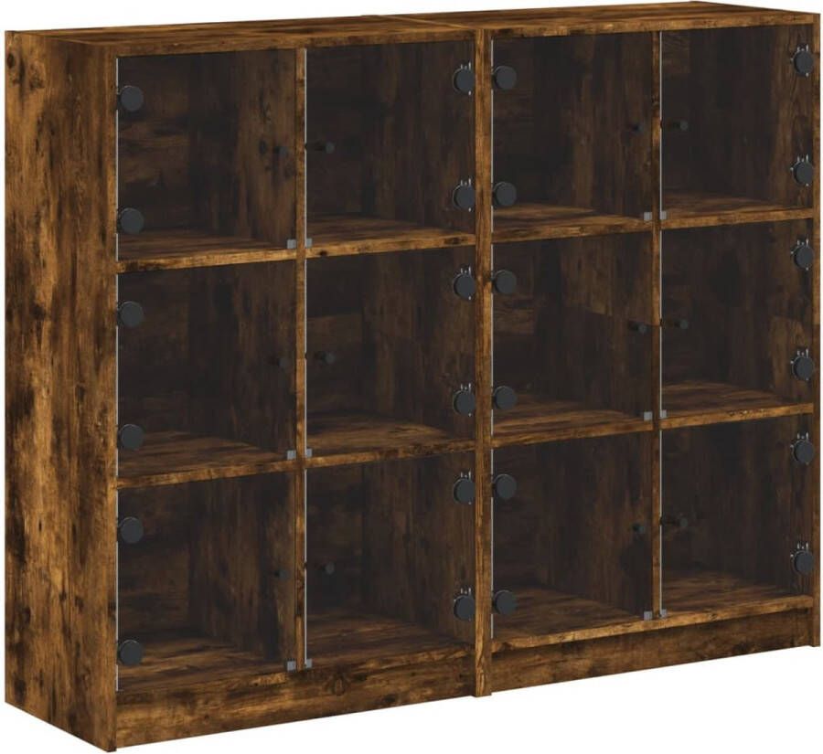 VidaXL -Boekenkast-met-deuren-136x37x109-cm-hout-gerookt-eikenkleurig - Foto 3