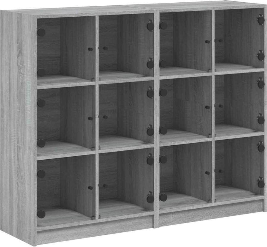 VidaXL -Boekenkast-met-deuren-136x37x109-cm-hout-grijs-sonoma-eiken - Foto 3