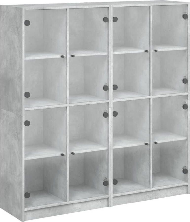 VidaXL -Boekenkast-met-deuren-136x37x142-cm-bewerkt-hout-betongrijs - Foto 3