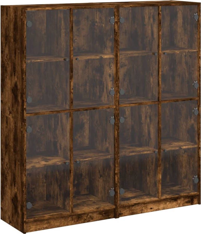 VidaXL -Boekenkast-met-deuren-136x37x142-cm-hout-gerookt-eikenkleurig - Foto 3
