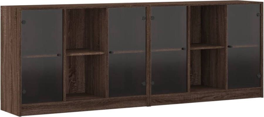 VidaXL -Boekenkast-met-deuren-204x37x75-cm-hout-bruineikenkleurig - Foto 4