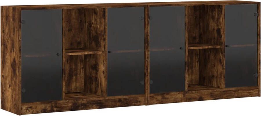 VidaXL -Boekenkast-met-deuren-204x37x75-cm-hout-gerookt-eikenkleurig - Foto 4