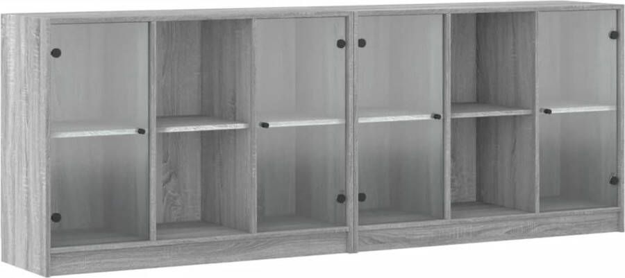 VidaXL -Boekenkast-met-deuren-204x37x75-cm-hout-grijs-sonoma-eikenkleur - Foto 4