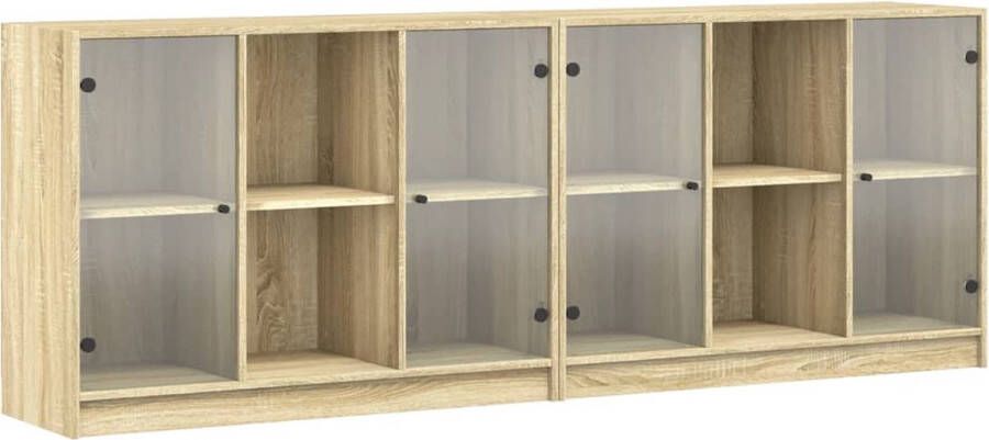 VidaXL -Boekenkast-met-deuren-204x37x75-cm-hout-sonoma-eikenkleurig - Foto 4