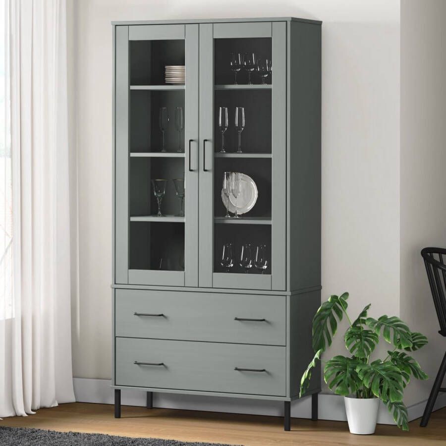 VidaXL -Boekenkast-met-metalen-poten-OSLO-85x35x172 5-cm-hout-grijs - Foto 3