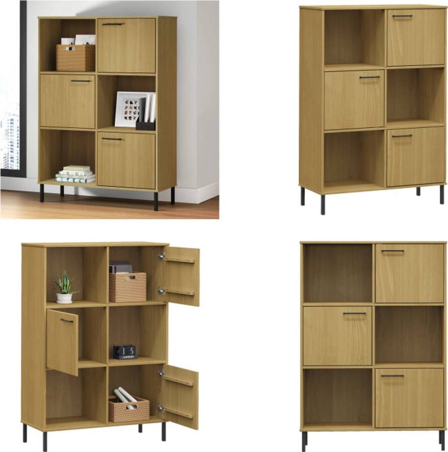 VidaXL Boekenkast met metalen poten OSLO 90x35x128-5 cm hout bruin Boekenkast Boekenkasten Boekenplank Boekenplanken