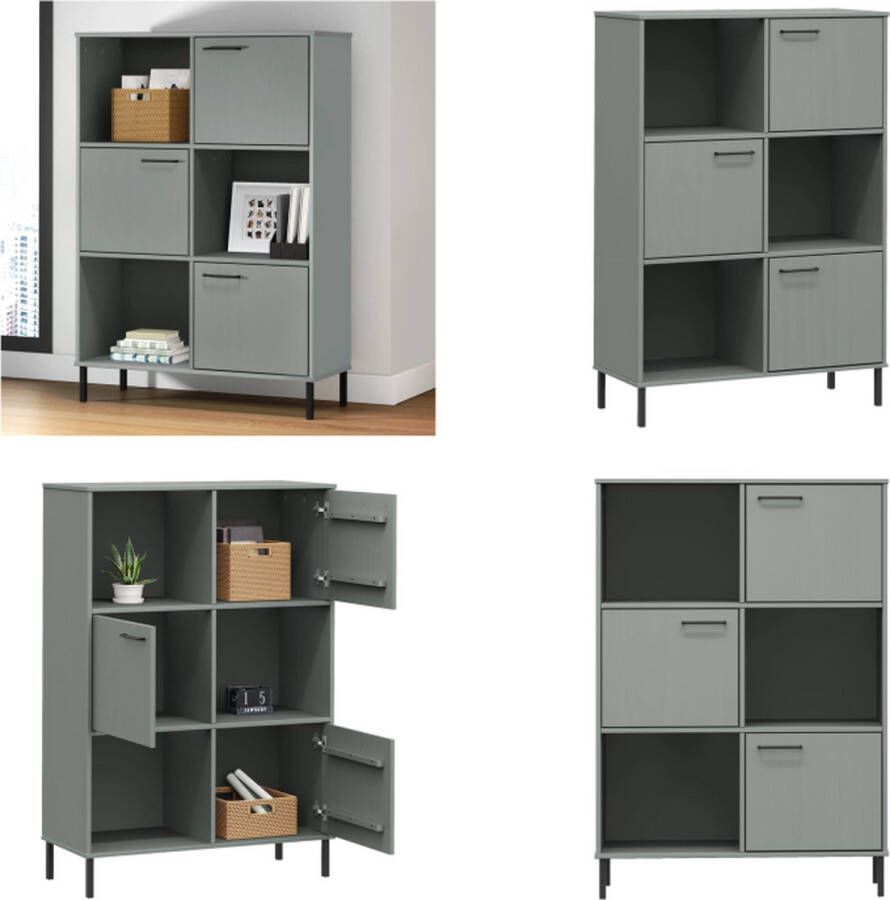 VidaXL Boekenkast met metalen poten OSLO 90x35x128-5 cm hout grijs Boekenkast Boekenkasten Boekenplank Boekenplanken