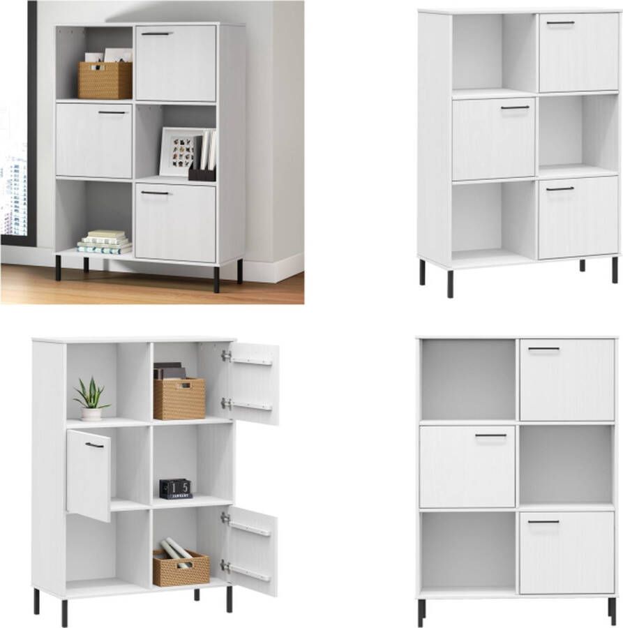 VidaXL Boekenkast met metalen poten OSLO 90x35x128-5 cm hout wit Boekenkast Boekenkasten Boekenplank Boekenplanken