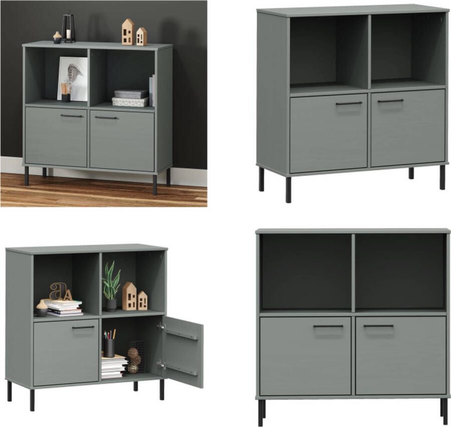 VidaXL Boekenkast met metalen poten OSLO 90x35x90-5 cm hout grijs Boekenkast Boekenkasten Boekenplank Boekenplanken