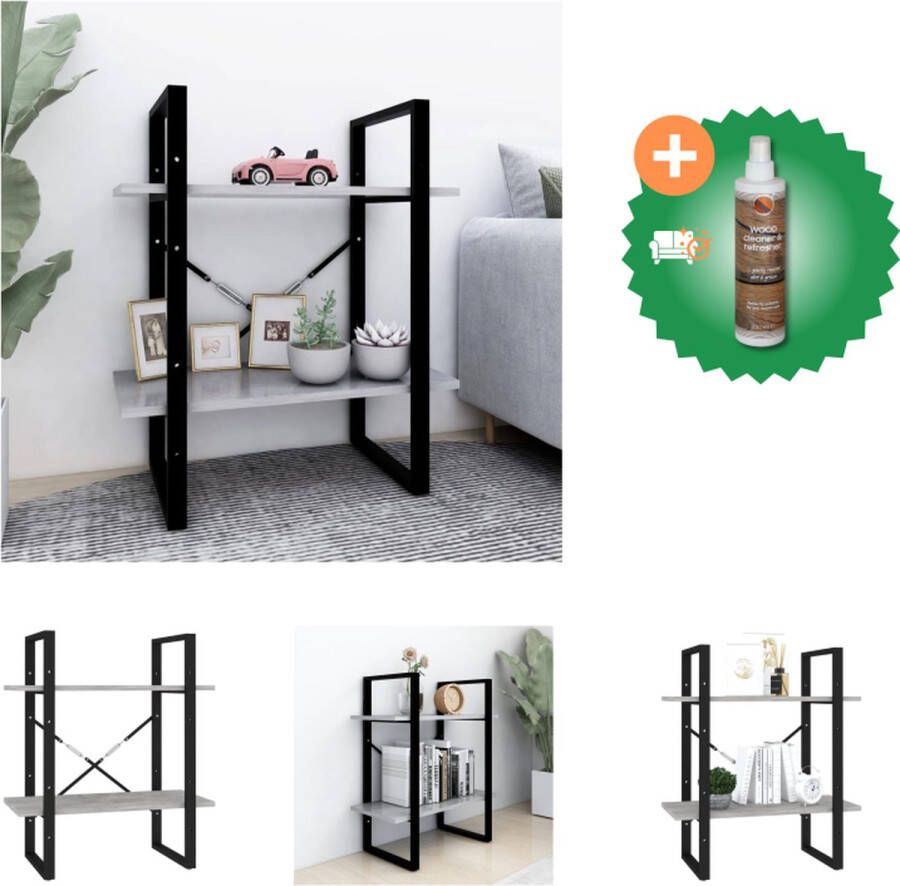 VidaXL Boekenkast Metaal Betongrijs 60 x 30 x 70 cm Stevig en duurzaam Kast Inclusief Houtreiniger en verfrisser