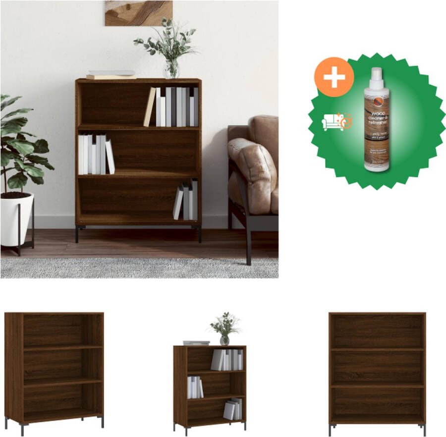 VidaXL Boekenkast 69-5x32-5x90 cm bewerkt hout bruineikenkleurig Kast Inclusief Houtreiniger en verfrisser - Foto 3