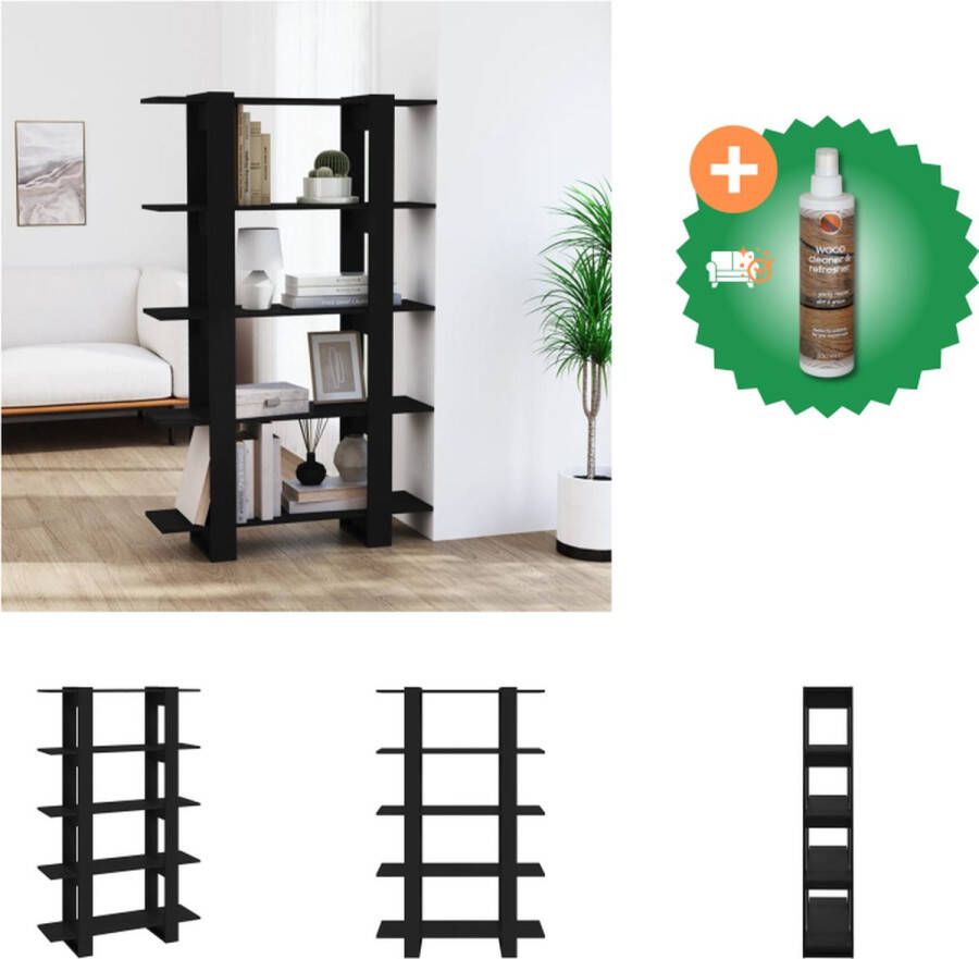 VidaXL Boekenkast kamerscherm 100x30x160 cm zwart Kast Inclusief Houtreiniger en verfrisser