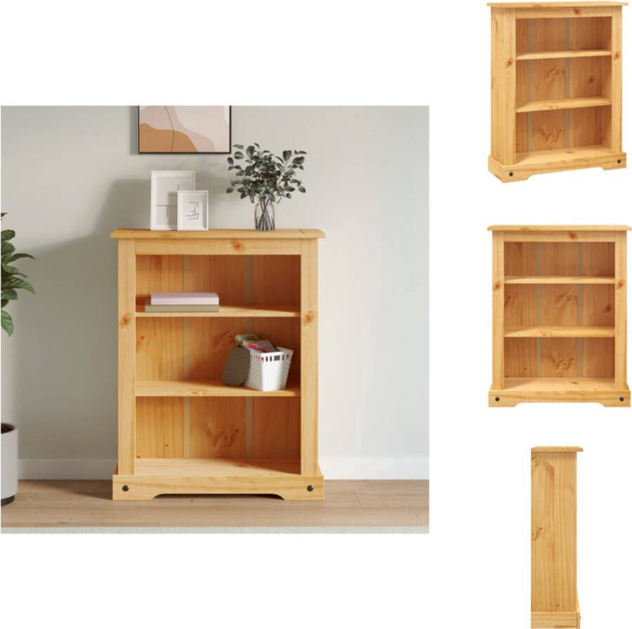 VidaXL Boekenkast Boekenkasten Boekenplank Boekenplanken Boekenkast grenenhout met 3 planken Corona-stijl 81x29x100 cm